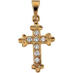 Diamond Apostles Cross 14k Yellow Gold Pendant