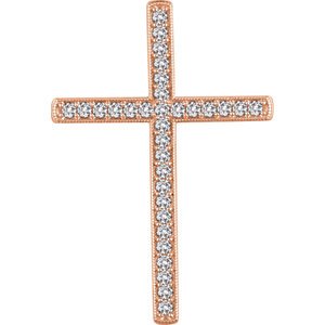 Diamond Chapel Cross 14k Rose Gold Pendant (1 Ctw, H+ Color, I1 Clarity)
