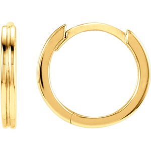 Grooved Hoop Earrings, 14k Yellow Gold