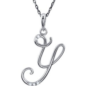 5-Stone Diamond Letter 'Y' Initial Sterling Silver Pendant Necklace, 18" (.03 Cttw, GH, I2)