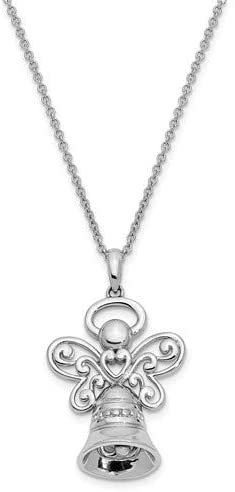 Bridesmaids' Angel Bell Pendant Necklace, Rhodium-Plated Sterling Silver,18" (25x19MM)