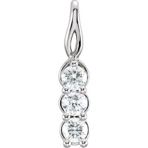 3-Stone Diamond Pendant, Rhodium-Plated 14k White Gold (0.5 Ctw, G-H Color, I1-Clarity)