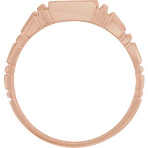 Men's Open Back Square Signet Semi-Polished 10k Rose Gold Ring (11mm) Size 10