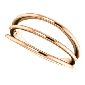 3 Row Negative Space Ring, 14k Rose Gold