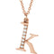 Diamond Initial 'k' Lowercase Alphabet Letter 14k Rose Gold Pendant Necklace, 16" (.03 Ctw GH, I1)