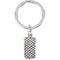 Woven Rectangle Ash Holder Key Chain, Rhodium Plate Sterling Silver, Yellow Plated Silver Accents