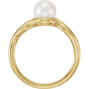White Freshwater Cultured Pearl Ring, 14k Yellow Gold (7mm) Size 6.5