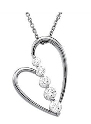 14k White Gold .50 Cttw. Diamond Heart Journey Pendant