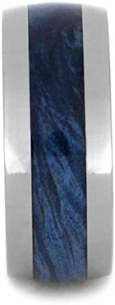 Blue Box Elder Burl Wood 10mm Titanium Comfort-Fit Wedding Band, Size 9