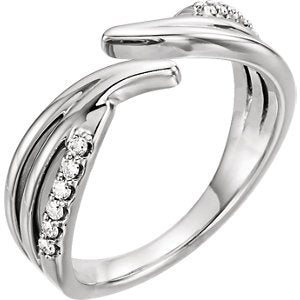 Diamond Bypass Ring, 14k White Gold, Size 7 (.125 Ctw, G-H Color, I1 Clarity)