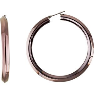 Amalfi Knife Edge Hoop Earrings with Chocolate Immerse Plating, Stainless Steel (50mm)