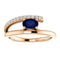 Chatham Created Blue Sapphire and Diamond Bypass Ring, 14k Rose Gold (.125 Ctw, G-H Color, I1 Clarity)