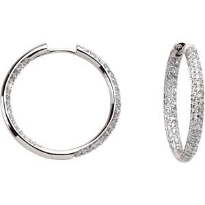 Diamond Inside-Outside Hoop Earrings, 18K White Gold (1 Ctw, Color GH , Clarity SI1)