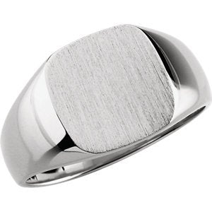 Men's Closed Back Signet Ring, Sterling Silver (12mm) Size 11.5