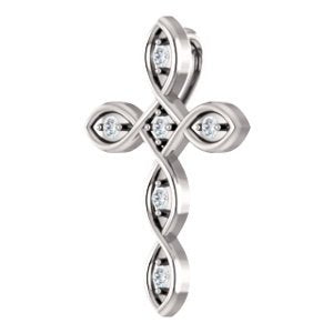 Diamond Everlasting Cross Rhodium-Plated 14k White Gold Pendant (.1 Ctw, G-H Color, I1 Clarity)