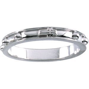 Rosary Ring, 3.25mm, Semi-Polished 10k White Gold, Size 10