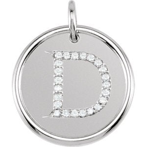 Diamond Initial "D" Pendant, Rhodium-Plated 14k White Gold (0.1 Ctw, Color GH, Clarity I1)