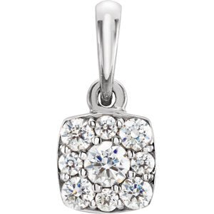 Diamond Cluster Pendant, Rhodium-Plated 14k White Gold (.25 Ctw, GH Color, I1 Clarity)