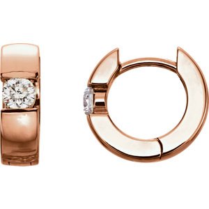 Diamond Hoop Earrings, 14k Rose Gold (1/4 Ctw, Color GH, Clarity I1)