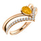 Citrine Pear and Diamond Chevron 14k Rose Gold Ring (.145 Ctw, G-H Color, I1 Clarity)