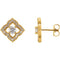 Diamond Halo-Style Clover Earrings, 14k Yellow Gold (.75 Ctw, GH Color, I1 Clarity)