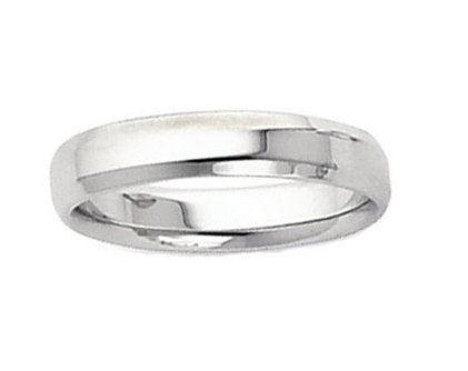 4mm 14k White Gold Comfort-Fit Beveled Edge Band, Size 5.5