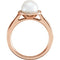 White Freshwater Cultured Pearl and Diamond Halo Ring, 14k Rose Gold (7.5-8mm) (.08Ctw, G-H Color, I1 Clarity) Size 6