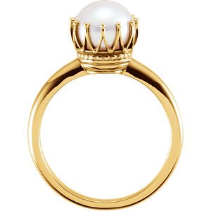 White Freshwater Cultured Pearl Crown Ring, 14k Yellow Gold (6.00-6.50mm)