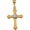 Diamond Fleur-de-Lis Cross 14k Yellow Gold Pendant