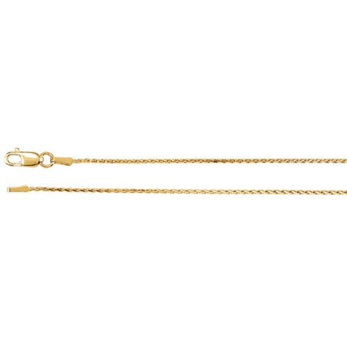 1mm 14k Yellow Gold Diamond Cut Wheat Chain, 16"