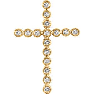Diamond Paternoster Cross Pendant, 14k Yellow Gold (.33 Ctw, H+ Color, I1 Clarity)
