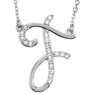 Diamond Initial 'F' Sterling Silver Pendant Necklace, 16.00" (.10 Cttw, GH Color, I1 Clarity)