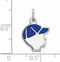 Boy's Rhodium-Plated Sterling Silver Blue Enameled Right Facing Boy Head Disc Charm (20X13MM)