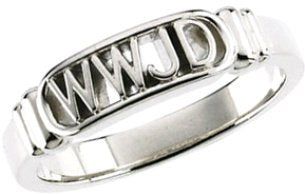 14K White Gold 'What Would Jesus Do' WWJD Ring
