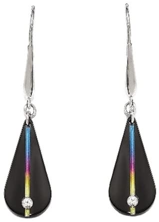Radiance Collection Black Ti and Rainbow Anodized Titanium White Sapphire Earrings