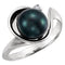 Black Akoya Cultured Pearl and Diamond Ring, Rhodium-Plated 14k White Gold (8mm) (.03Ct, G-H Color, I1 Clarity)