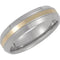 Titanium and 14k Yellow Gold Inlay 6mm Comfort Fit Band, Size 7.5