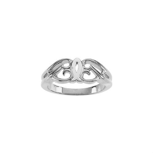 Sterling Silver Ichthus (Fish) Ring, Size 6 to 7
