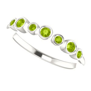 Peridot 7-Stone 3.25mm Ring, Rhodium-Plated 14k White Gold