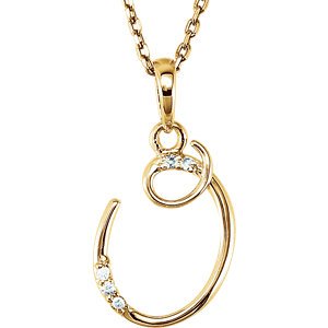 5-Stone Diamond Letter 'O' Initial 14k Yellow Gold Pendant Necklace, 18" (.03 Cttw, GH, I1)