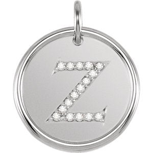 Diamond Initial "Z" Pendant, Rhodium-Plated 14k White Gold (.08 Ctw, Color G-H, Clarity I1)