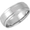 7.5mm 10k White Gold Flat Groove Edge Comfort Flat Band, Size 14.5