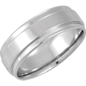 10mm 14k White Gold Flat Groove Edge Comfort Fit Band, Size 13