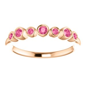 Pink Tourmaline 7-Stone 3.25mm Ring, 14k Rose Gold