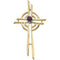 Cross with Genuine Ruby 14k Yellow Gold Pendant