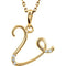 5-Stone Diamond Letter 'V' Initial 14k Yellow Gold Pendant Necklace, 18" (.03 Cttw, GH, I1)