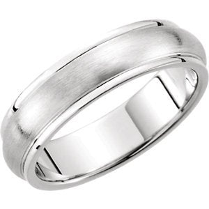 Satin Brushed Dome Comfort Fit 14k White Gold Band 5mm, Size 12