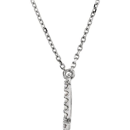 Diamond Initial 'M' Rhodium Plate 14K White Gold (1/5 Cttw, GH Color, I1 Clarity), 16.25"