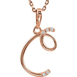 5-Stone Diamond Letter 'C' Initial 14k Rose Gold Pendant Necklace, 18" (.03 Cttw, GH, I1)