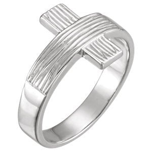 Men's 14k White Gold 'The Rugged Cross' Chastity Ring, Size 9